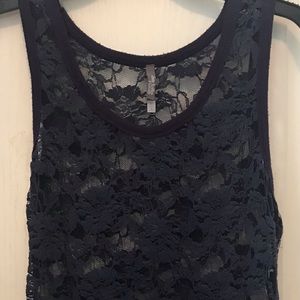 Navy blue lace tank top